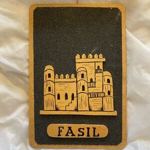 Handmade Wooden Souvenir Plaque Of Fasil Ghebbi